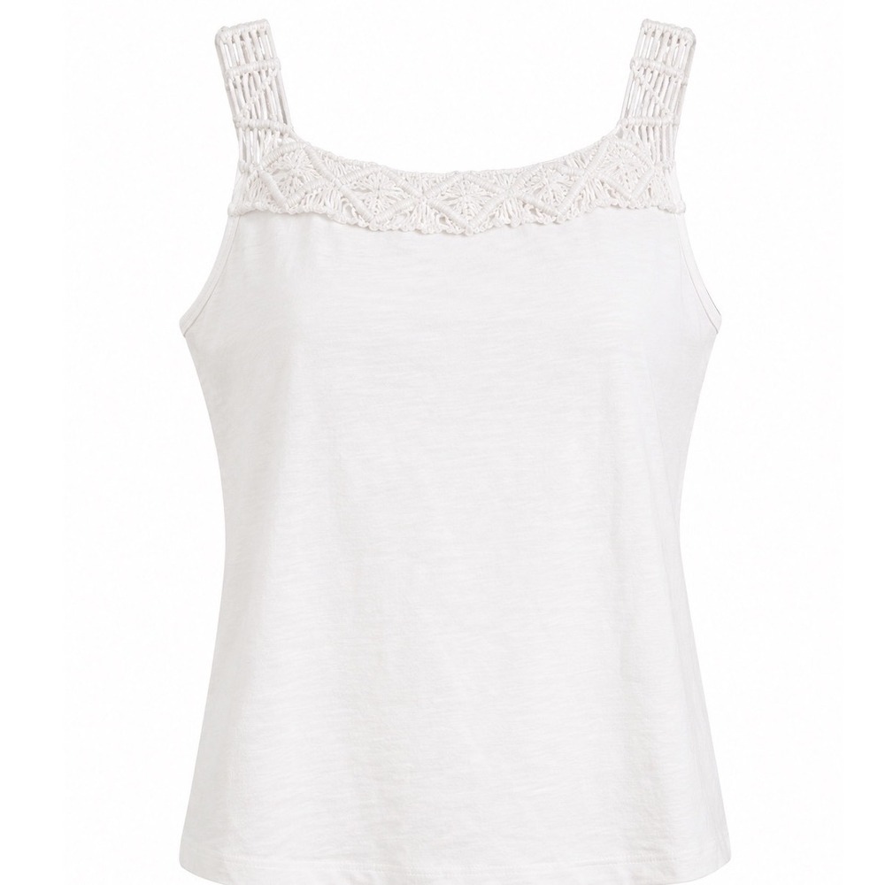 Lauren Jeans Co Ralph Macrame Crochet Cotton Tank Top small layer summer coastal